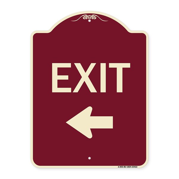 Parking Lot Exit Left Arrow Heavy-Gauge Aluminum Architectural Sign, 18" L, 24" H, BU-1824-23422